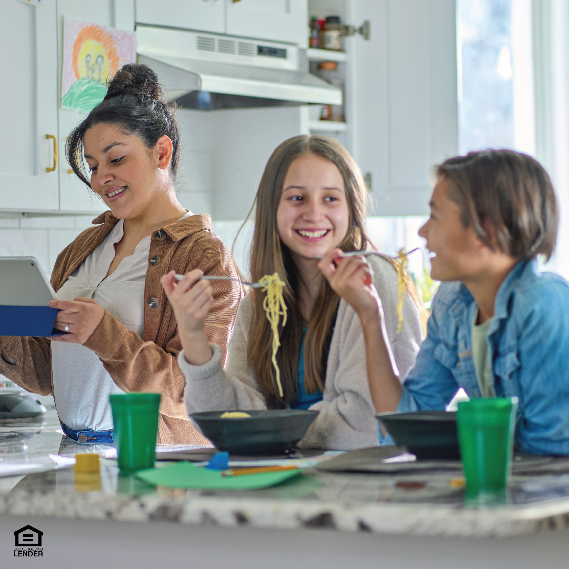 Family having breakfast at home