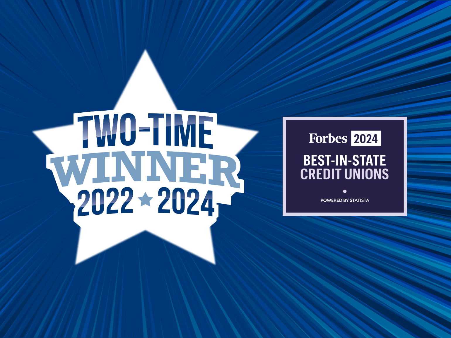 Two time winner of Forbes best in state credit union 2022 and 2024